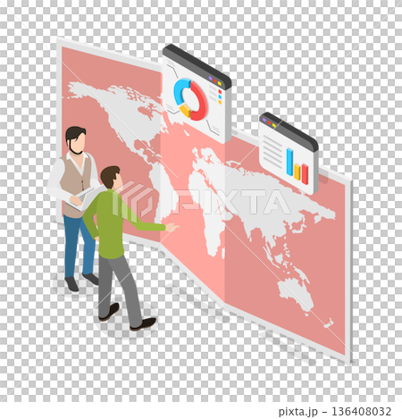 3D Isometric Flat  Illustration of Studying Data for Weather Forecasting. Item 2 136408032