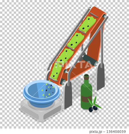 3D Isometric Flat Illustration of Production of Olive Oil. Item 1 3D Isometric Flat Illustration of Production of Olive Oil. Item 1 136408039