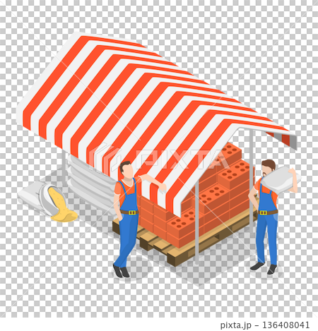 3D Isometric Flat  Illustration of Hardware Store. Item 2 136408041