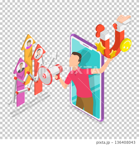 3D Isometric Flat Illustration of PR Strategy. Item 3 3D Isometric Flat Illustration of PR Strategy. Item 3 136408043