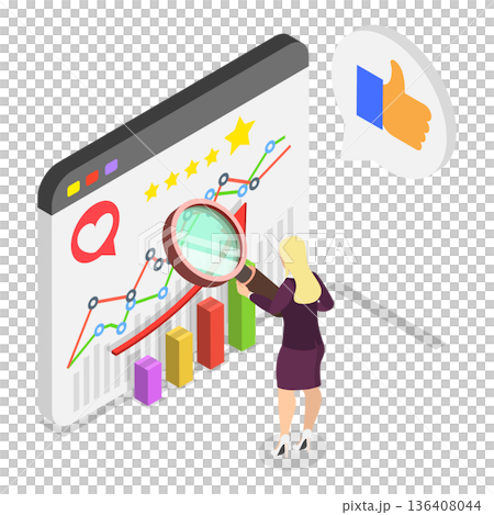 3D Isometric Flat  Illustration of PR Strategy. Item 2 136408044
