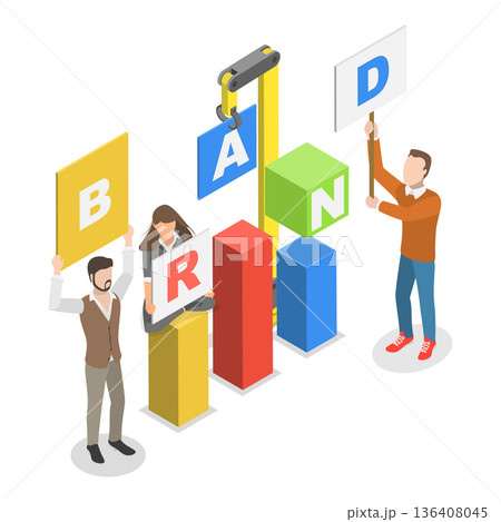 3D Isometric Flat Illustration of PR Strategy. Item 1 3D Isometric Flat Illustration of PR Strategy. Item 1 136408045