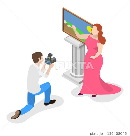 3D Isometric Flat  Illustration of Professional Photographer. Item 3 136408046