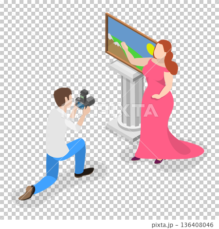 3D Isometric Flat Illustration of Professional Photographer. Item 3 3D Isometric Flat Illustration of Professional Photographer. Item 3 136408046