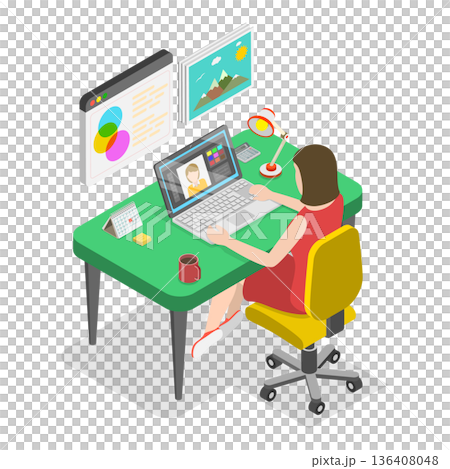 3D Isometric Flat Illustration of Professional Photographer. Item 1 3D Isometric Flat Illustration of Professional Photographer. Item 1 136408048