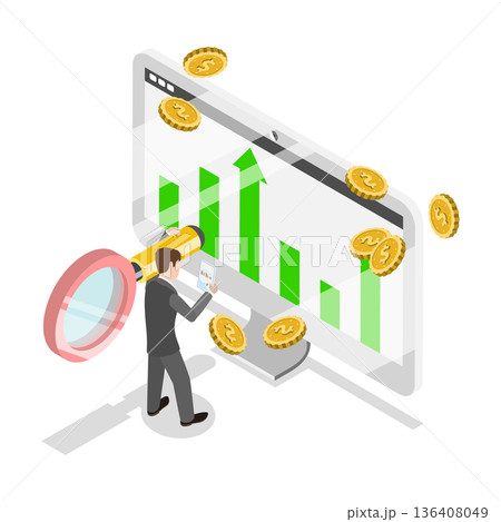 3D Isometric Flat Illustration of Data Analisis and Statistics. Item 3 3D Isometric Flat Illustration of Data Analisis and Statistics. Item 3 136408049