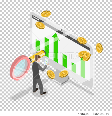 3D Isometric Flat Illustration of Data Analisis and Statistics. Item 3 3D Isometric Flat Illustration of Data Analisis and Statistics. Item 3 136408049