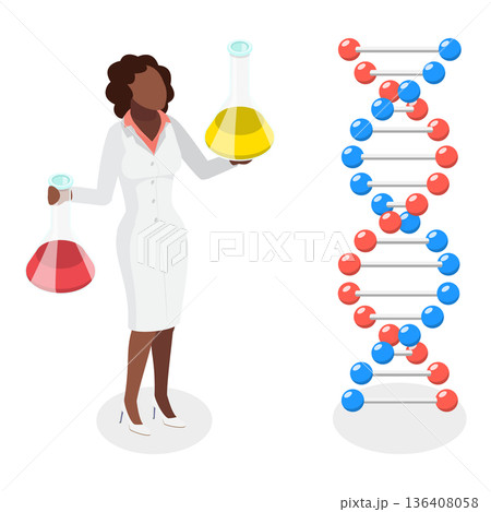3D Isometric Flat  Set of Scientific Women. Item 5 136408058