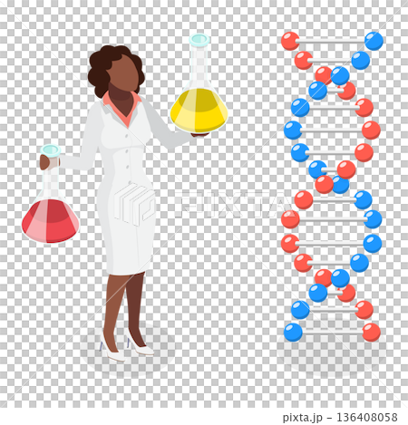 3D Isometric Flat  Set of Scientific Women. Item 5 136408058