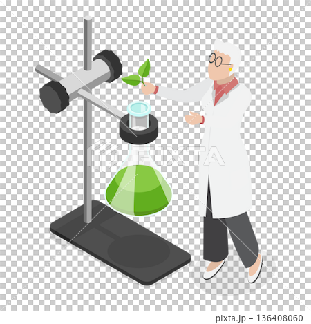 3D Isometric Flat  Set of Scientific Women. Item 3 136408060