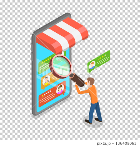 3D Isometric Flat Illustration of Quality Service Client Feedback. Item 3 3D Isometric Flat Illustration of Quality Service Client Feedback. Item 3 136408063