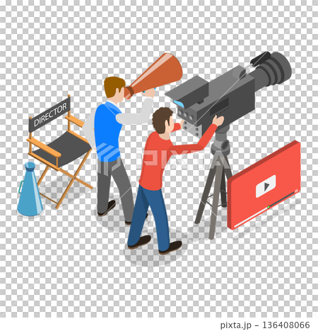 3D Isometric Flat Illustration of Multimedia Content Production. Item 3 3D Isometric Flat Illustration of Multimedia Content Production. Item 3 136408066
