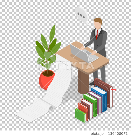 3D Isometric Flat Illustration of Document Online Editing. Item 1 3D Isometric Flat Illustration of Document Online Editing. Item 1 136408071