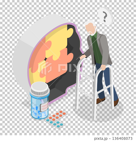3D Isometric Flat  Illustration of Age Related Changes. Item 2 136408073
