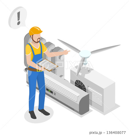 3D Isometric Flat  Illustration of Safety Regulations and Health Inspection. Item 1 136408077