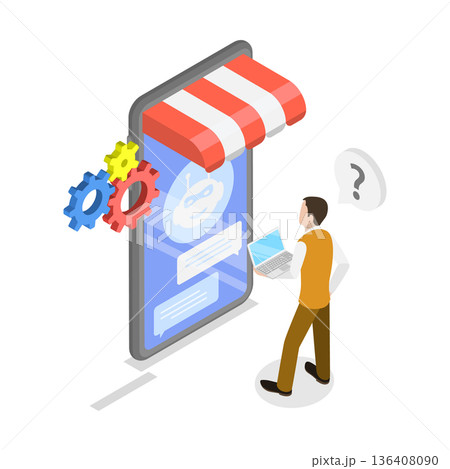 3D Isometric Flat  Illustration of AI and Sales. Item 1 136408090