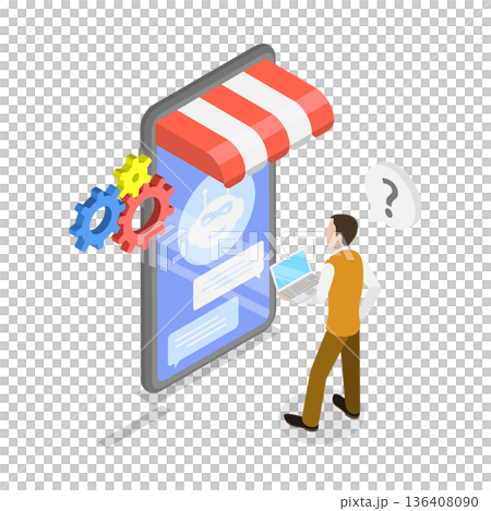 3D Isometric Flat  Illustration of AI and Sales. Item 1 136408090