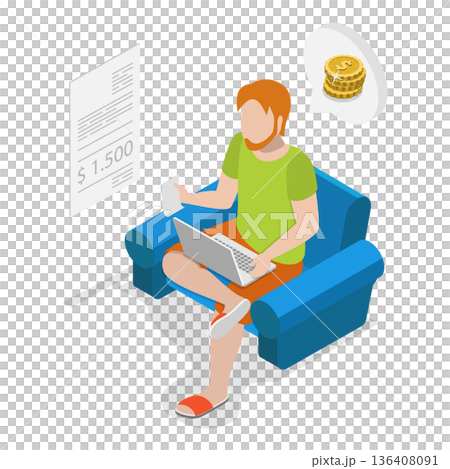 3D Isometric Flat Illustration of Fine or Offence Payment. Item 3 3D Isometric Flat Illustration of Fine or Offence Payment. Item 3 136408091