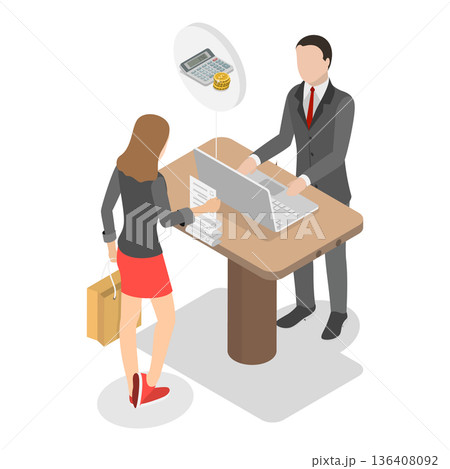 3D Isometric Flat  Illustration of Fine or Offence Payment. Item 2 136408092