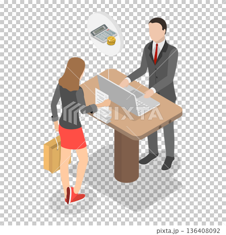 3D Isometric Flat  Illustration of Fine or Offence Payment. Item 2 136408092