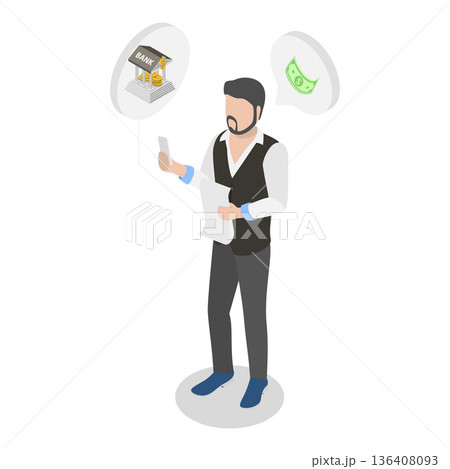 3D Isometric Flat  Illustration of Fine or Offence Payment. Item 1 136408093