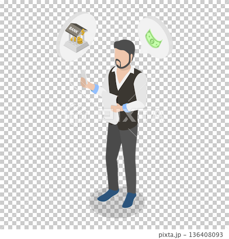 3D Isometric Flat  Illustration of Fine or Offence Payment. Item 1 136408093