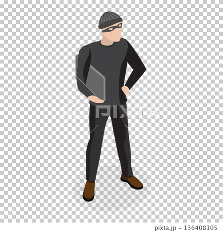 3D Isometric Flat  Illustration of Hackers Classification. Item 2 136408105