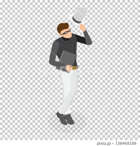 3D Isometric Flat Illustration of Hackers Classification. Item 1 3D Isometric Flat Illustration of Hackers Classification. Item 1 136408106