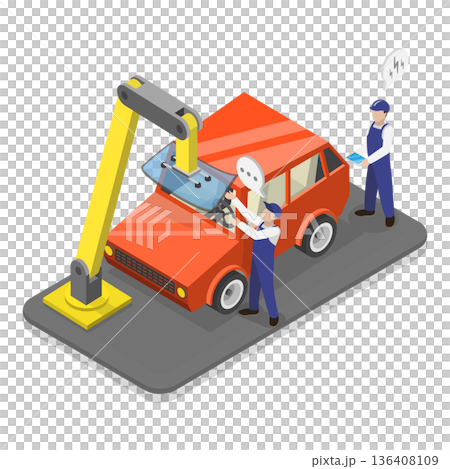 3D Isometric Flat  Illustration of Automotive Industry. Item 1 136408109