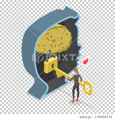 3D Isometric Flat  Illustration of Children Mental Health. Item 3 136408110