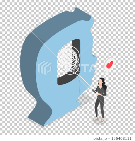 3D Isometric Flat Illustration of Children Mental Health. Item 2 3D Isometric Flat Illustration of Children Mental Health. Item 2 136408111