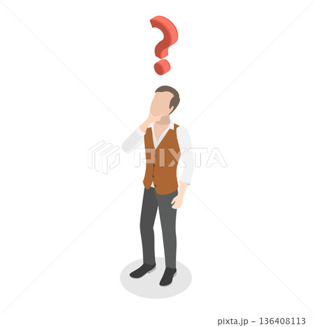 3D Isometric Flat  Illustration of Solution for Messy Chaos Situation. Item 4 136408113