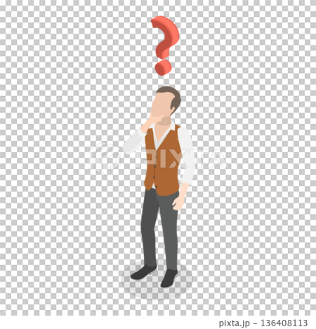 3D Isometric Flat  Illustration of Solution for Messy Chaos Situation. Item 4 136408113