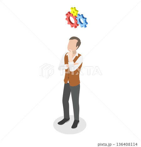 3D Isometric Flat Illustration of Solution for Messy Chaos Situation. Item 3 3D Isometric Flat Illustration of Solution for Messy Chaos Situation. Item 3 136408114
