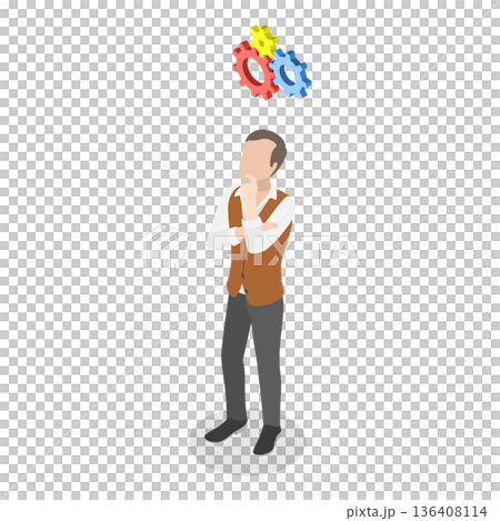 3D Isometric Flat Illustration of Solution for Messy Chaos Situation. Item 3 3D Isometric Flat Illustration of Solution for Messy Chaos Situation. Item 3 136408114