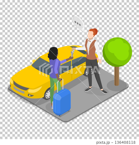 3D Isometric Flat  Illustration of Hotel Services. Item 2 136408118