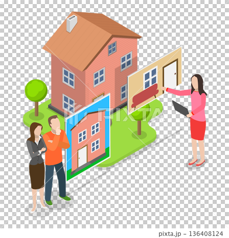 3D Isometric Flat Illustration of Real Estate Agency Service. Item 3 3D Isometric Flat Illustration of Real Estate Agency Service. Item 3 136408124