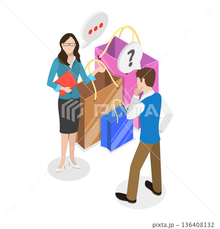 3D Isometric Flat  Illustration of Telemarketing. Item 3 136408132