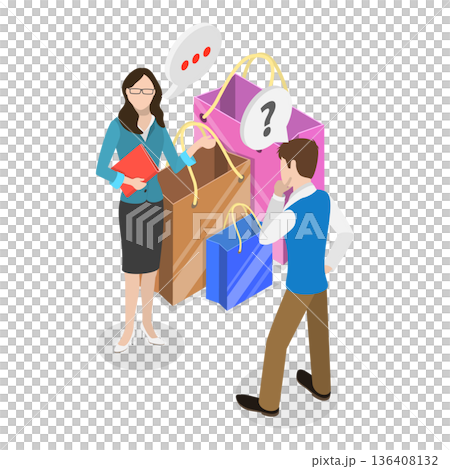 3D Isometric Flat  Illustration of Telemarketing. Item 3 136408132