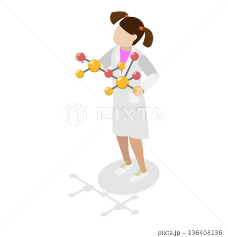3D Isometric Flat  Illustration of Scientists Kids Characters. Item 6 136408136