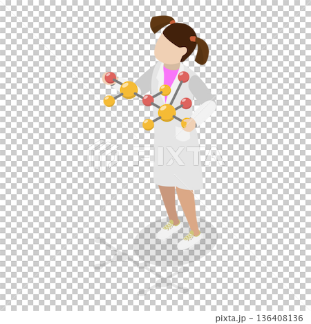 3D Isometric Flat  Illustration of Scientists Kids Characters. Item 6 136408136