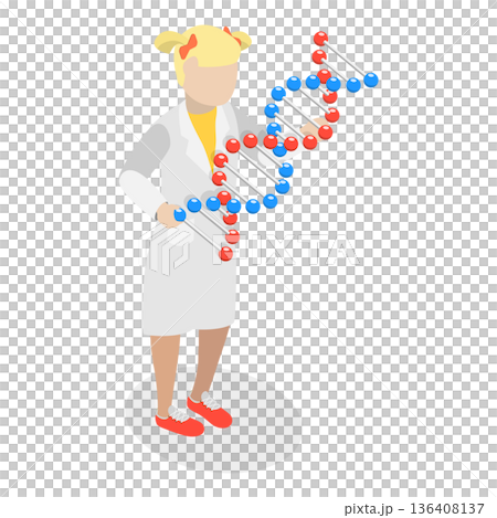 3D Isometric Flat  Illustration of Scientists Kids Characters. Item 5 136408137