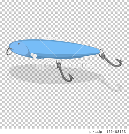 3D Isometric Flat Illustration of Fishing Bait Collection. Item 7 3D Isometric Flat Illustration of Fishing Bait Collection. Item 7 136408138