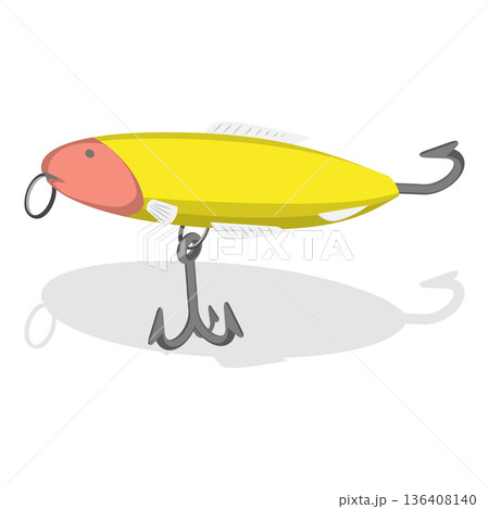 3D Isometric Flat Illustration of Fishing Bait Collection. Item 5 3D Isometric Flat Illustration of Fishing Bait Collection. Item 5 136408140