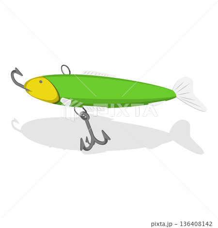 3D Isometric Flat Illustration of Fishing Bait Collection. Item 3 3D Isometric Flat Illustration of Fishing Bait Collection. Item 3 136408142
