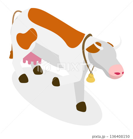 3D Isometric Flat  Illustration of Dairy Farm. Item 3 136408150
