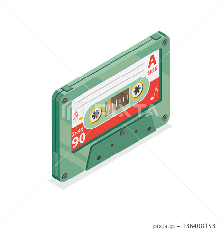 3D Isometric Flat Illustration of Retro Tapes. Item 6 3D Isometric Flat Illustration of Retro Tapes. Item 6 136408153