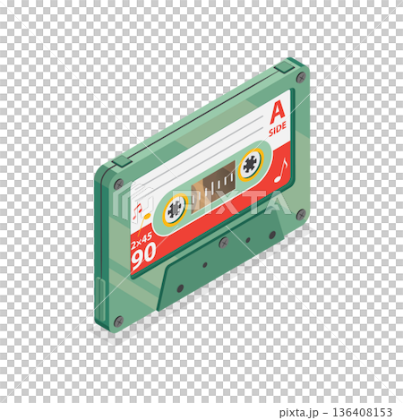 3D Isometric Flat  Illustration of Retro Tapes. Item 6 136408153