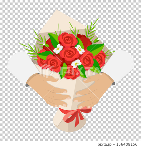 3D Isometric Flat Illustration of Romantic Floral Gifts. Item 3 3D Isometric Flat Illustration of Romantic Floral Gifts. Item 3 136408156