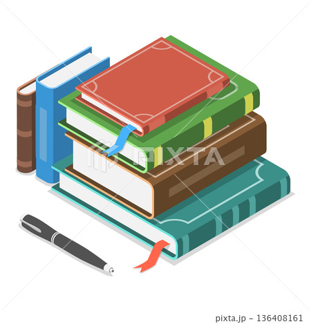 3D Isometric Flat  Illustration of Hands with Books. Item 8 136408161